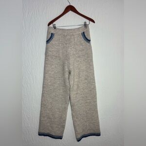 NWT Anniewear Knit Lounge Pants Cream with blue size L